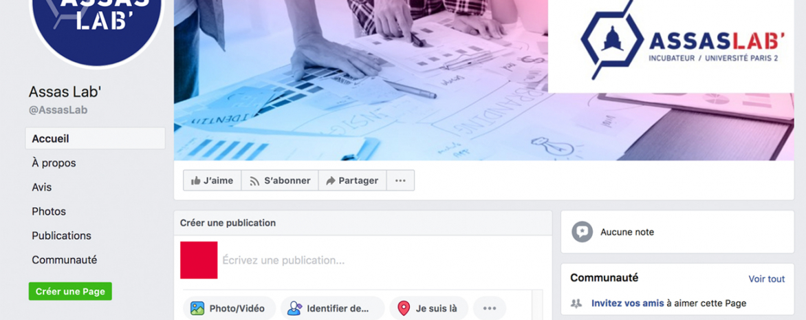 Visuel de la page facebook d'Assas Lab'